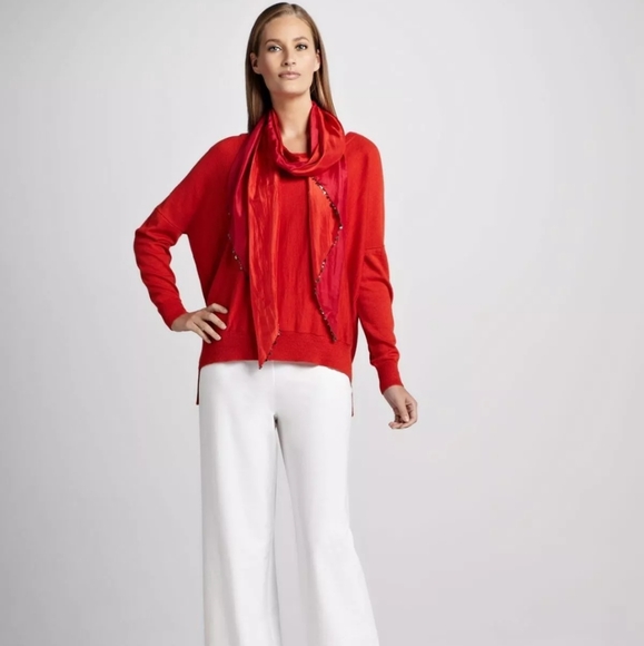 Eileen Fisher | Ballet Neck Merino Jersey High-Low Sweater Top - Picture 3 of 6